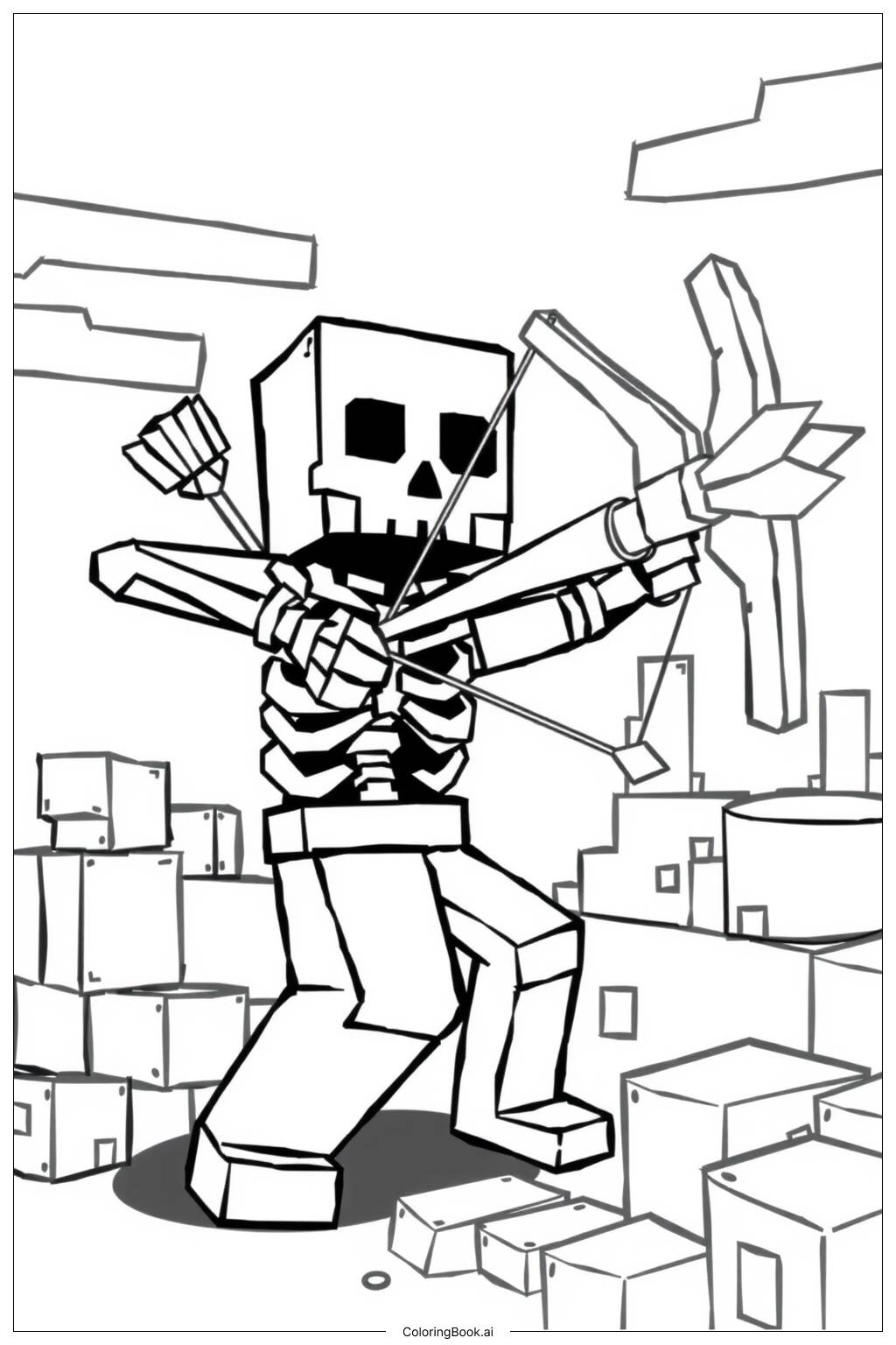  Skeleton Minecraft Bogenschütze Ausmalseite 