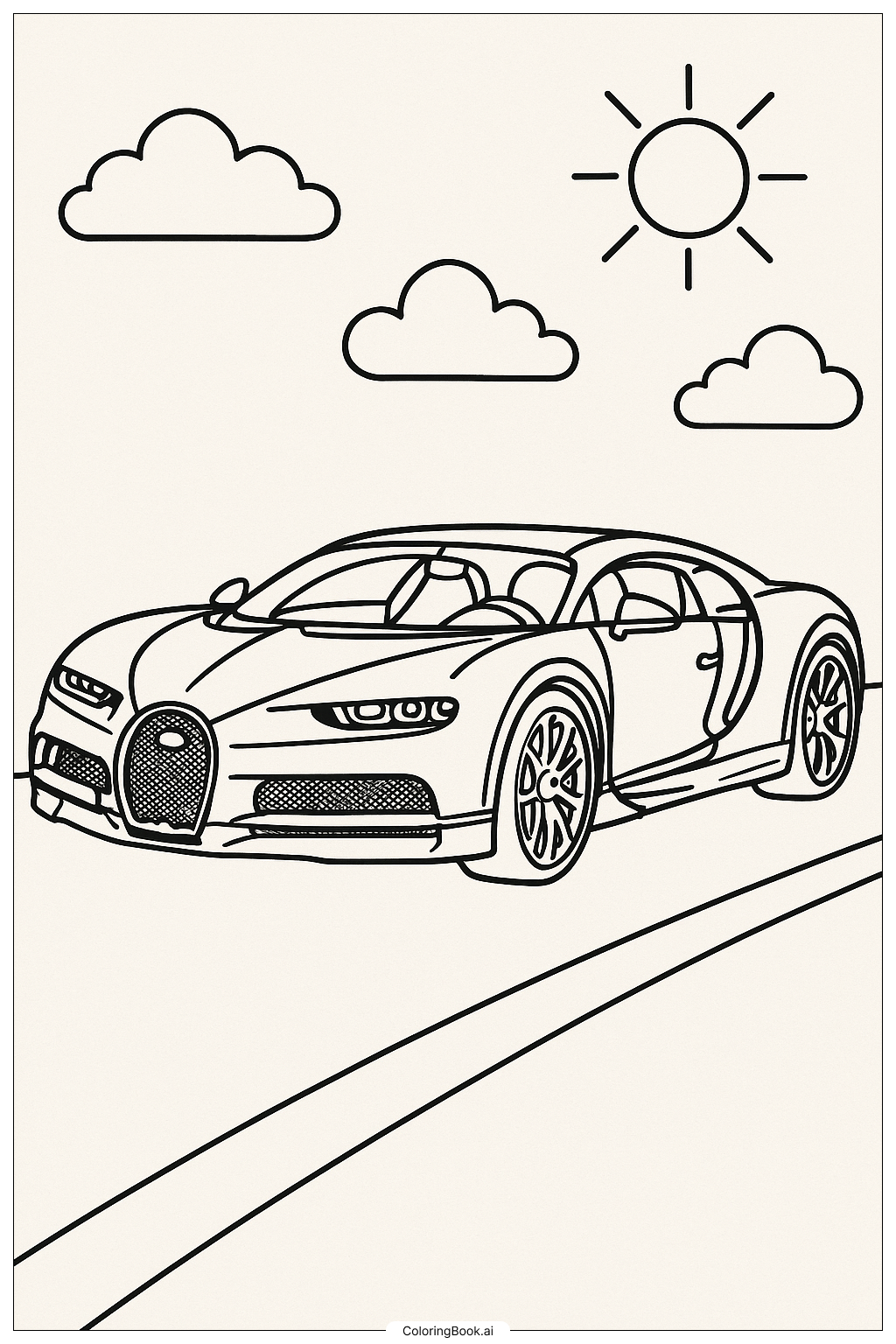 The Sleek Bugatti Chiron Coloring Page 