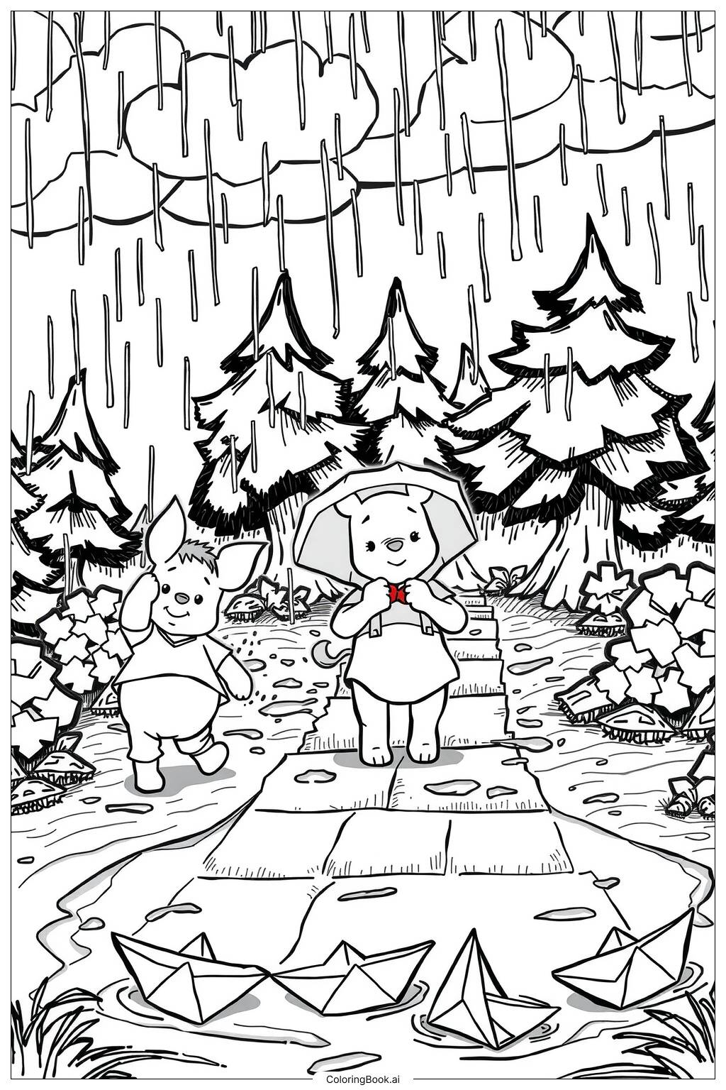  Page de coloriage winnie the pooh jour de pluie-2 