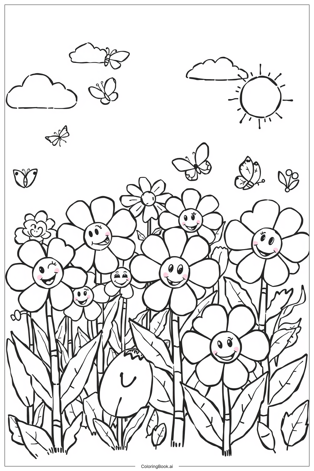 이상한 나라의 앨리스 꽃 환상 색칠하기 페이지 (무료 PDF\u0026PNG 인쇄 가능), image size:1024x1536