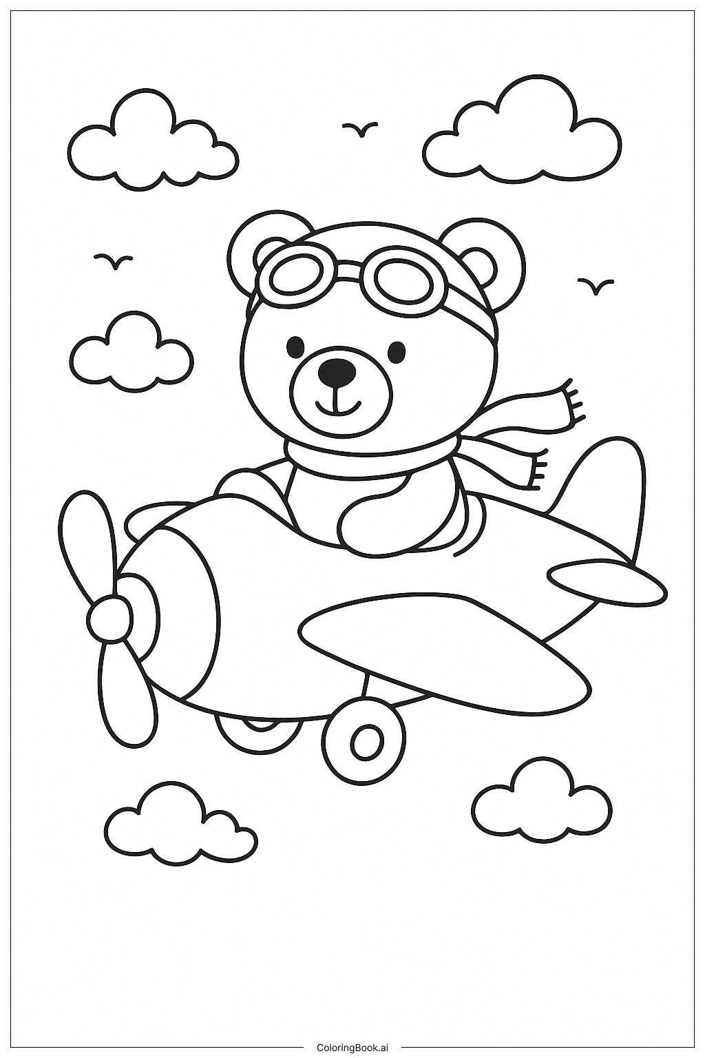  Teddy Bear Pilot In A Toy Airplane Coloring Page 