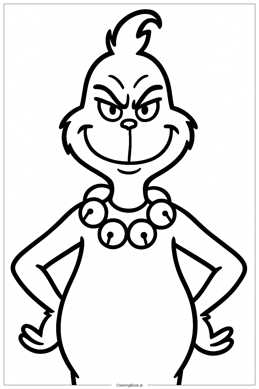  The Grinch Wearing Jingle Bell Necklace Coloring Page 
