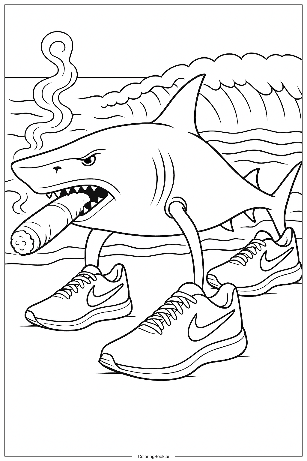  Tralalero Tralala Smoking Coloring Page 