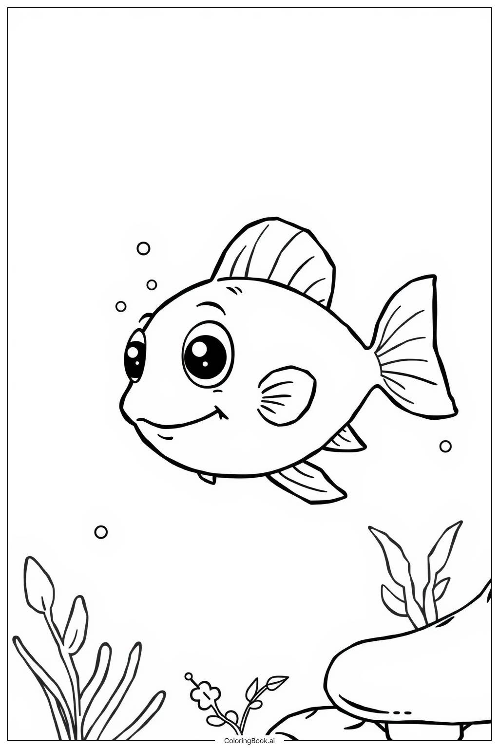  Cute Fish in a Colorful Coral Reef Coloring Page 