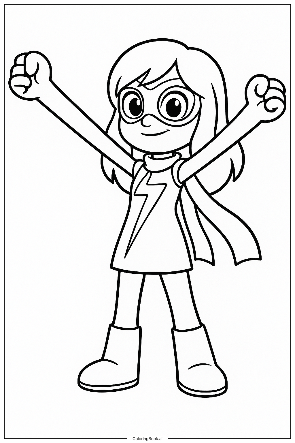  Página para colorear de Spidey y sus increíbles amigos Ms. Marvel estira 