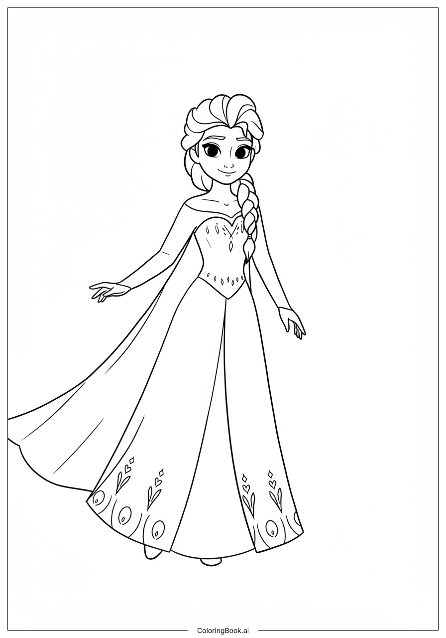  Elsa Wearing Frozen 2 Dress Coloring Page 