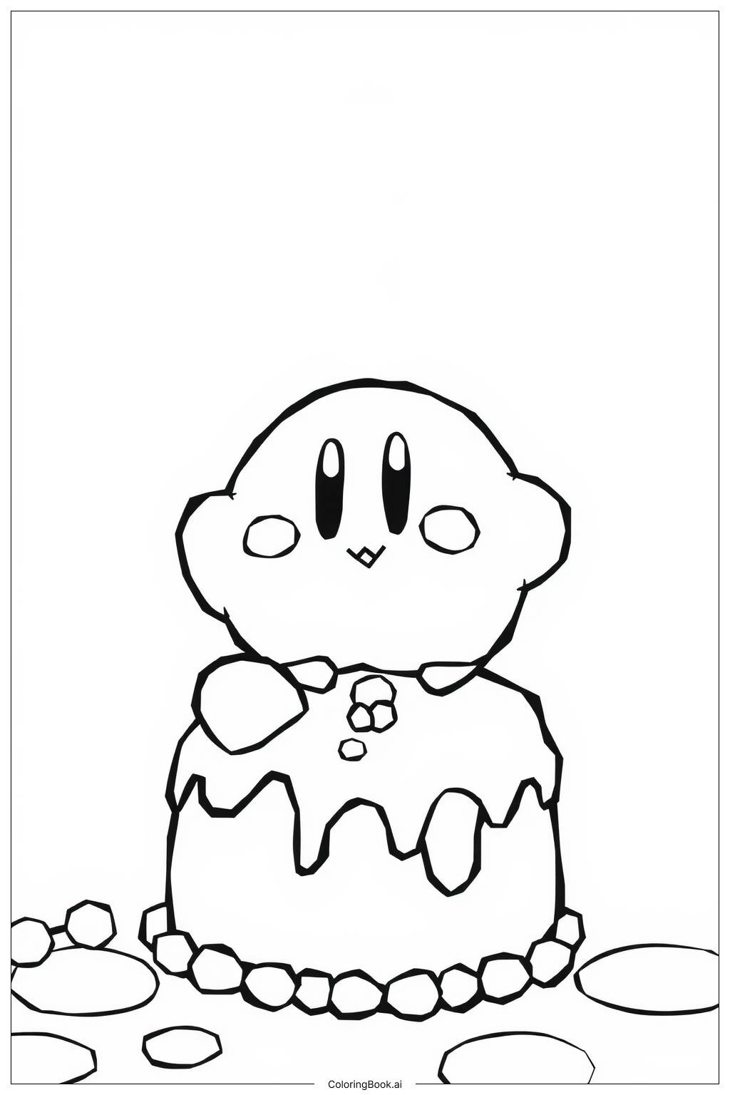  Kirby eating a delicious cake Coloring Page 