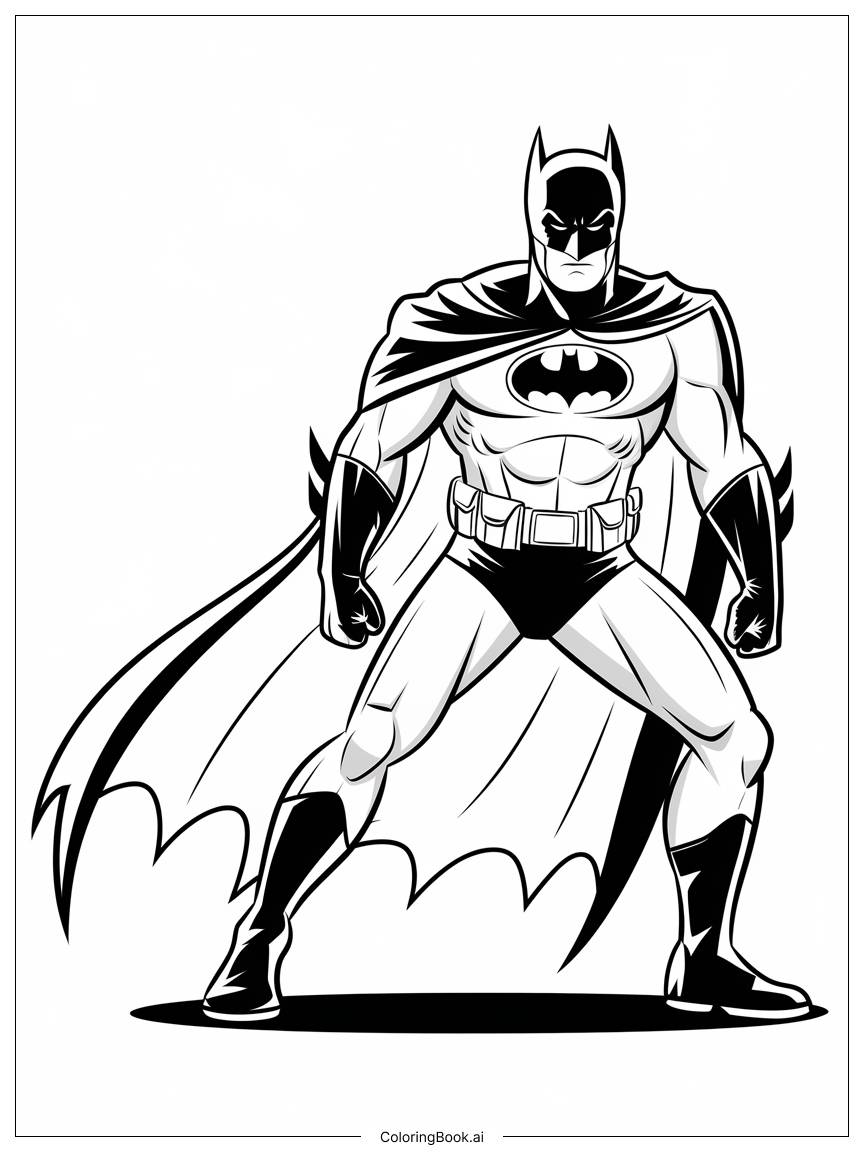 Batman in Classic Combat Pose Coloring Page