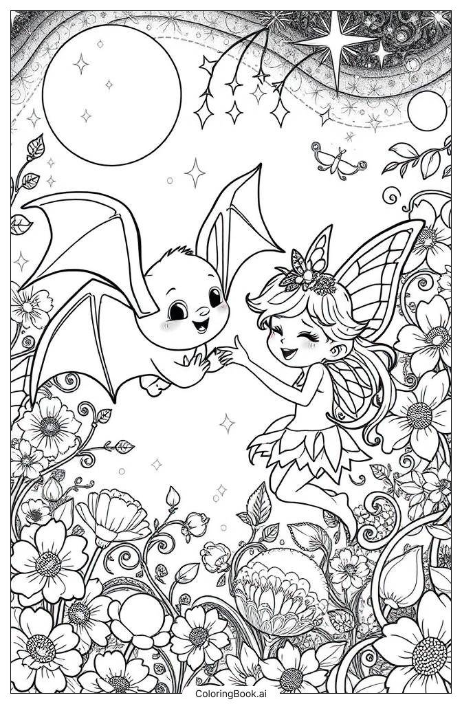  Page de coloriage Chauve-souris mignonne 