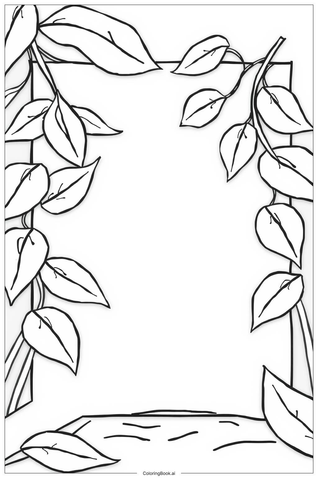  Leafy Frame with Maple and Clover Coloring Page 