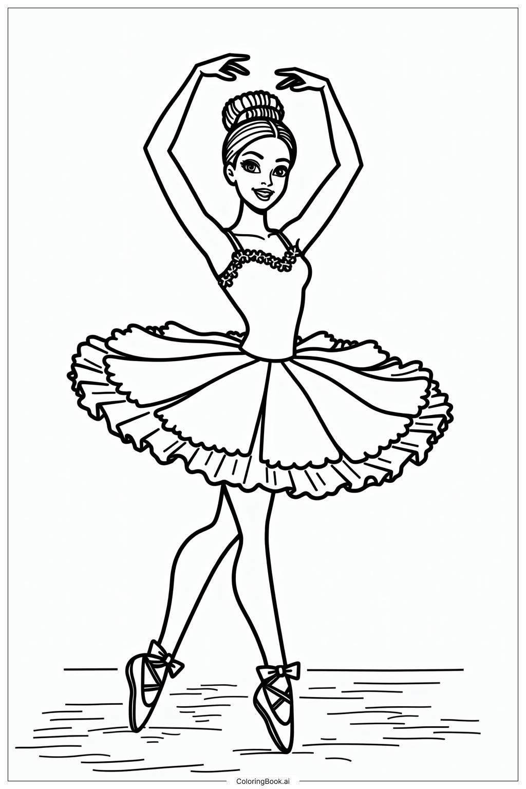  Página para colorear de Barbie Bailarina Haciendo una Pirueta 