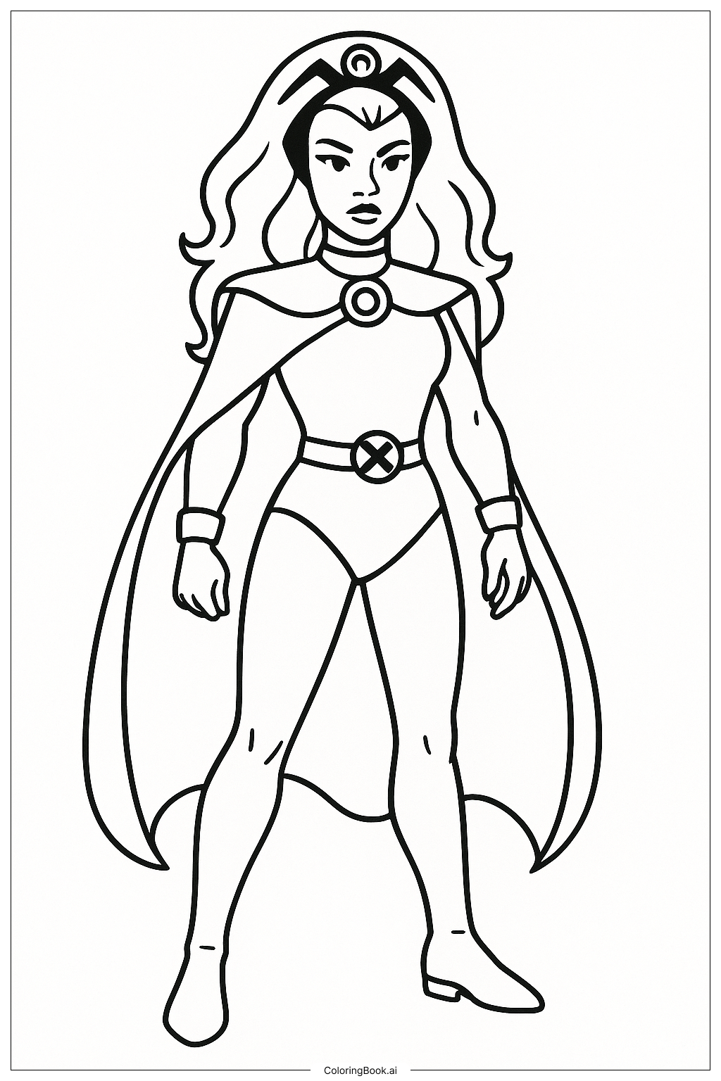  Página para colorear de Posado Simple de Tormenta de X-Men 