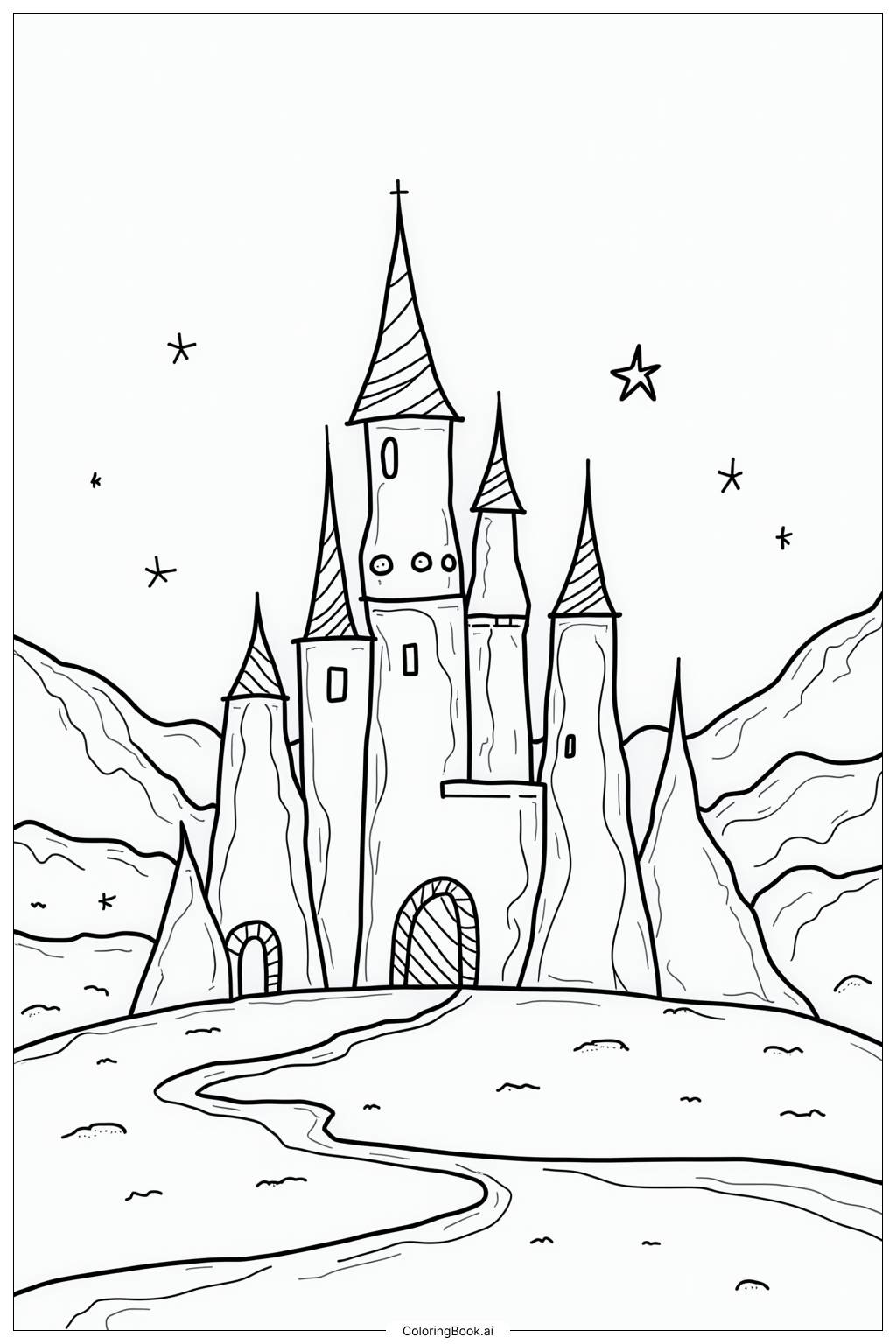  Page de coloriage Château Gelé Sculptures de Glace 