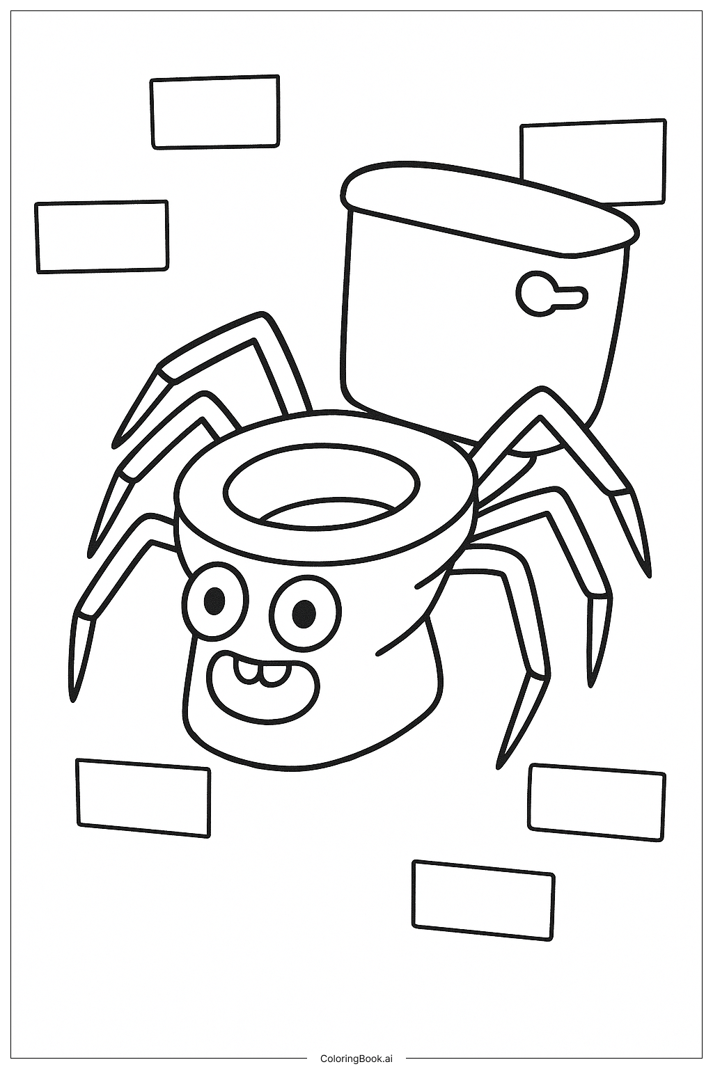  Page de coloriage Araignée Skibidi Toilettes sur un Mur 