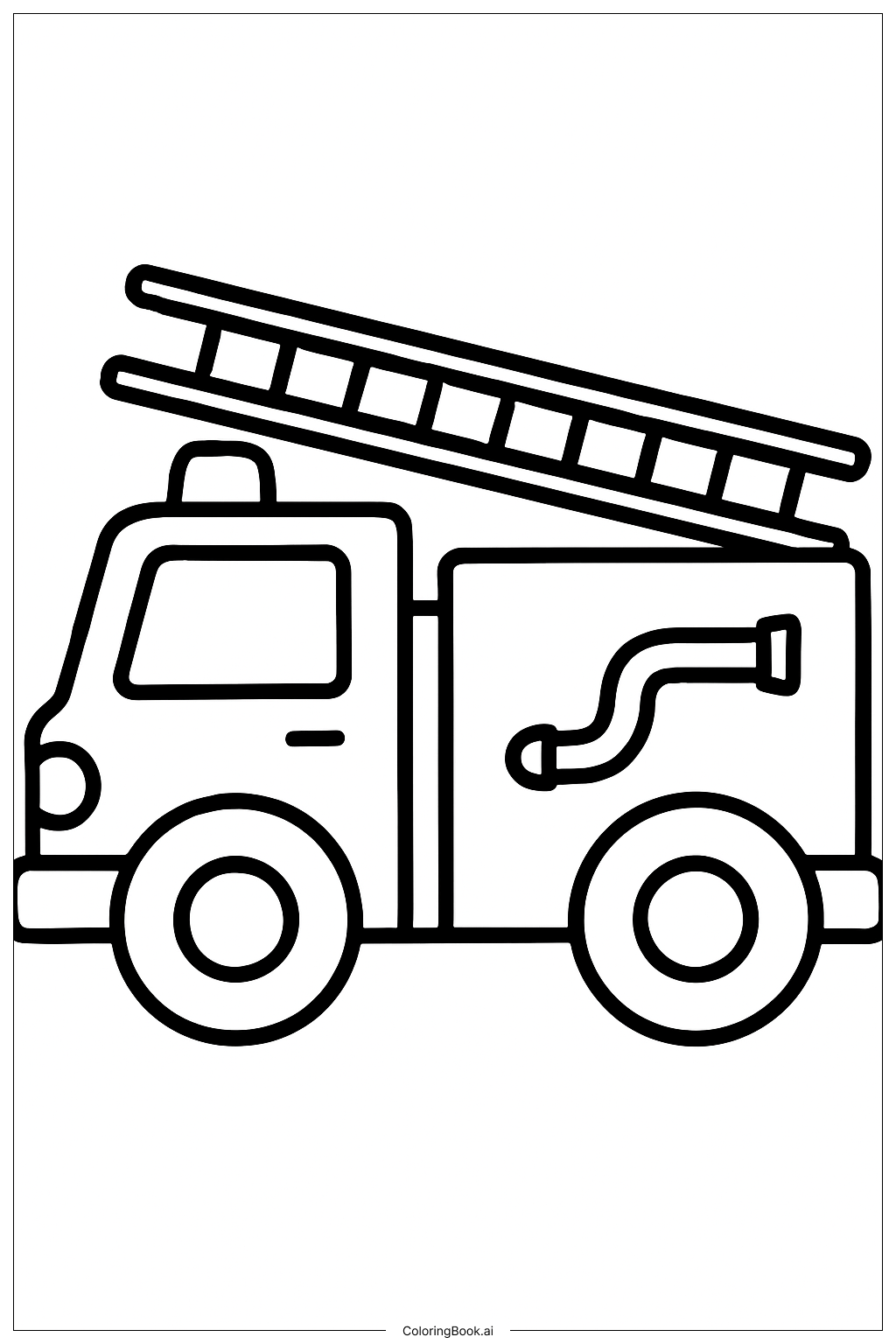  Page de coloriage Camion de pompiers aux contours épais 