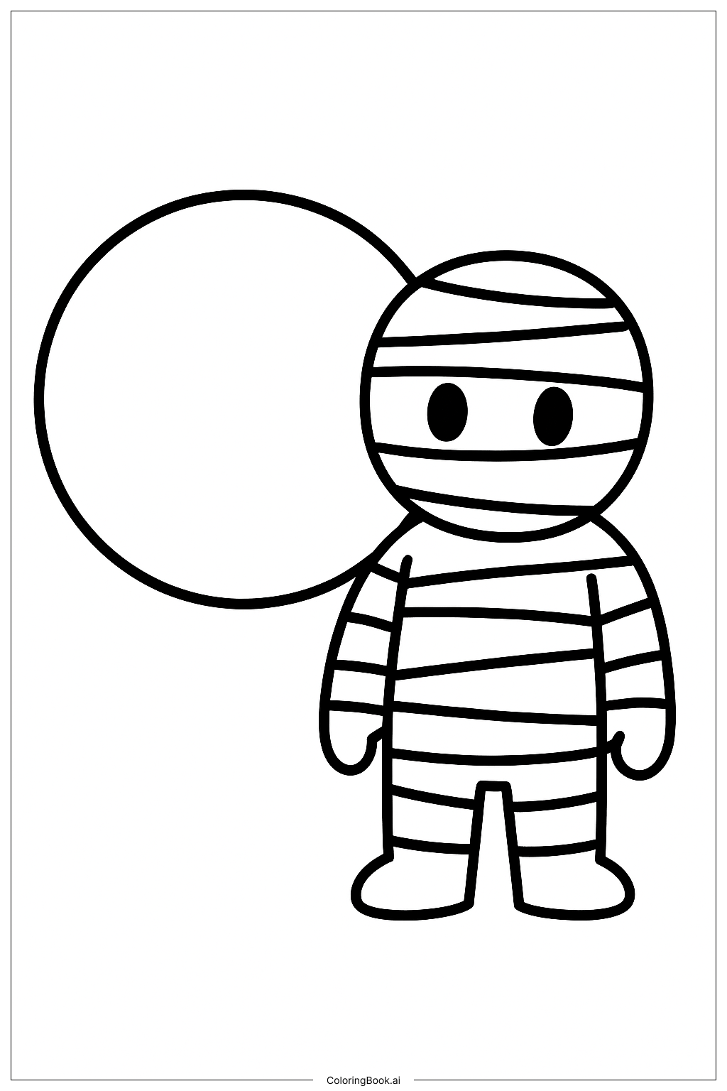  Simple Mummy And A Moon Coloring Page 