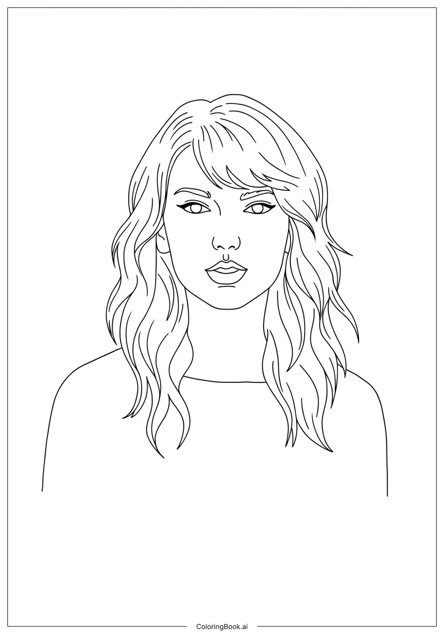  Page de coloriage Taylor Swift debout dans l'allée de la librairie 