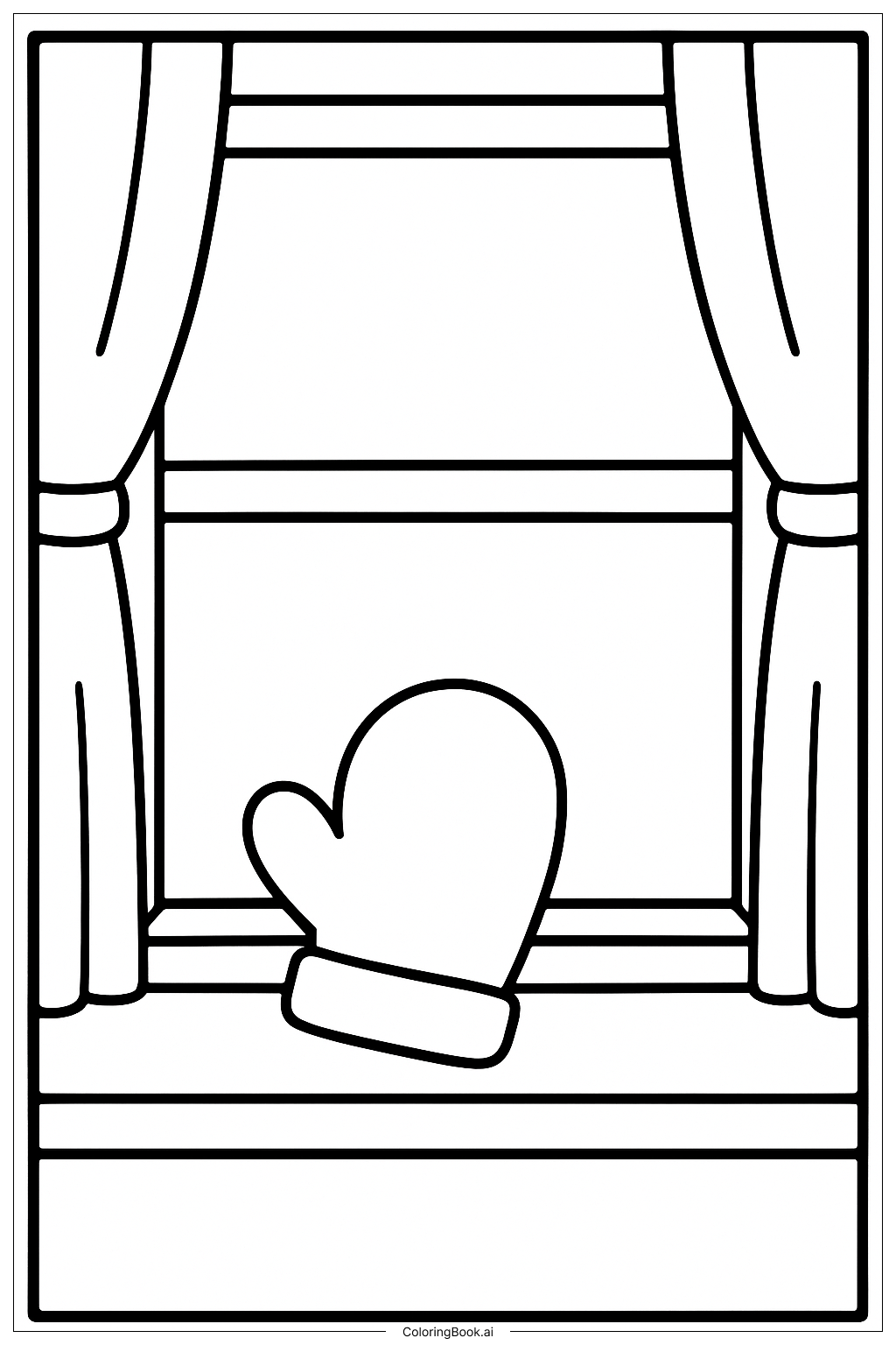 Mitten By A Window Coloring Page