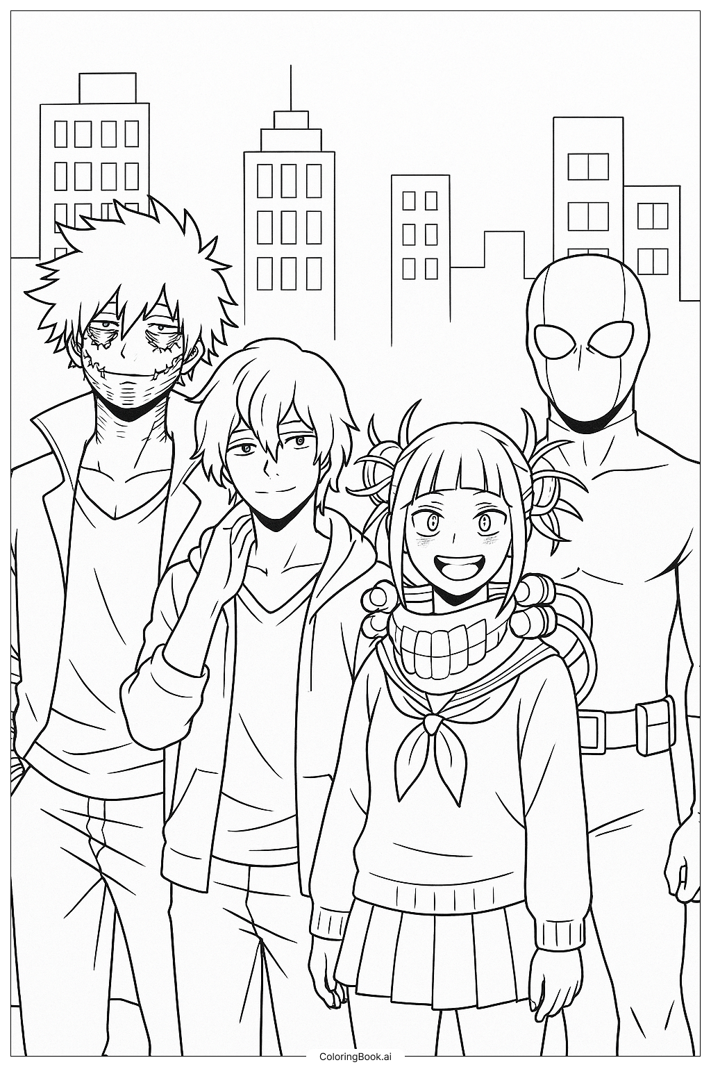  Page de coloriage My Hero Academia Ligue des Vilains Rassemblés 