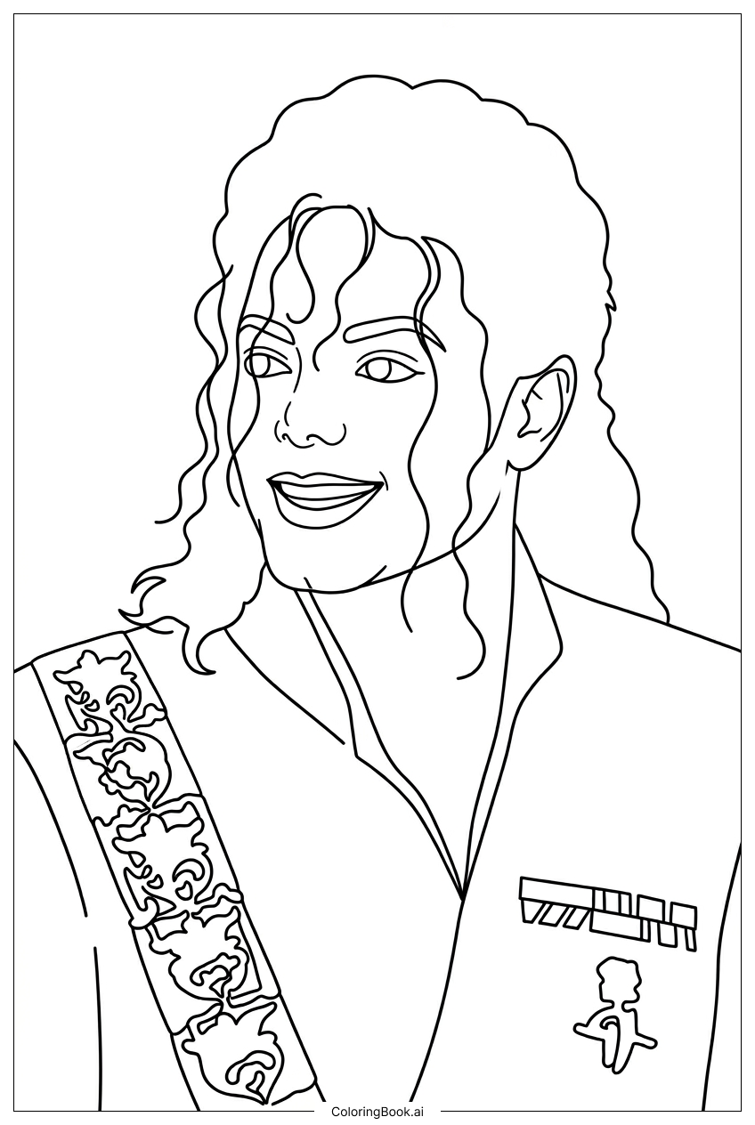 Michael Jackson sash and medals ceremonial outfit Coloring Page