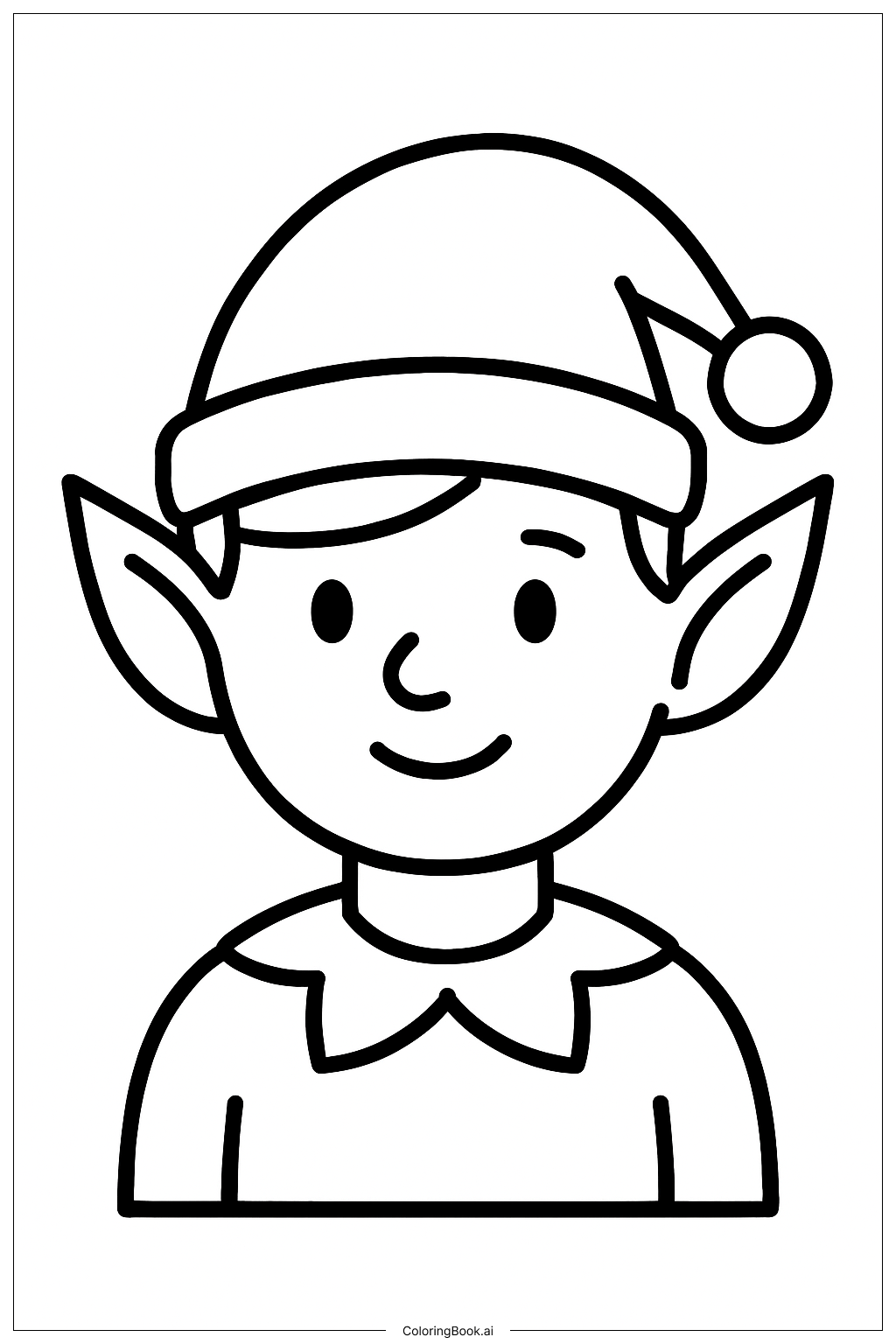  Página para colorir de Um Retrato Básico de Elfo 