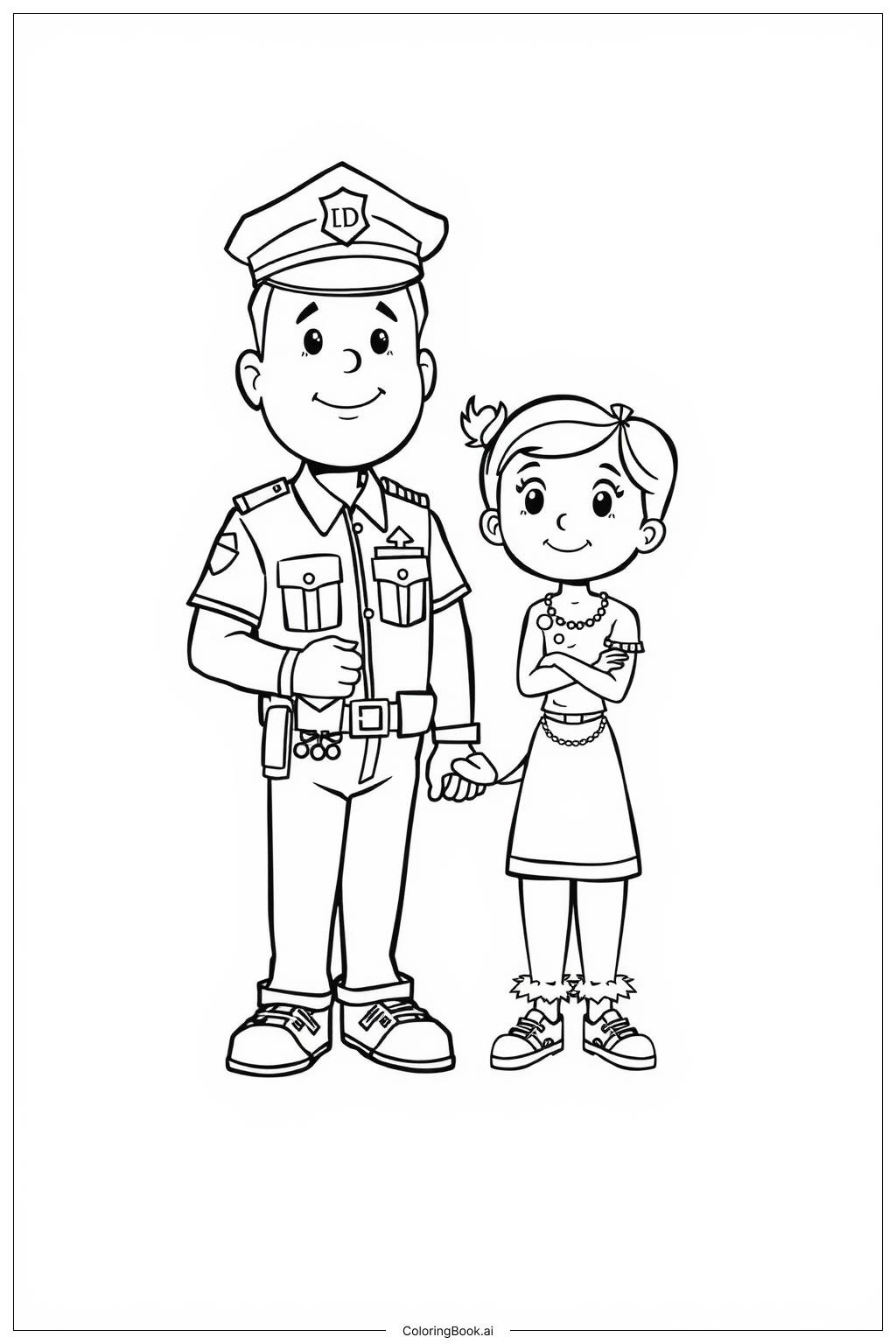  Police Helping Lost Children in the Park Coloring Page 