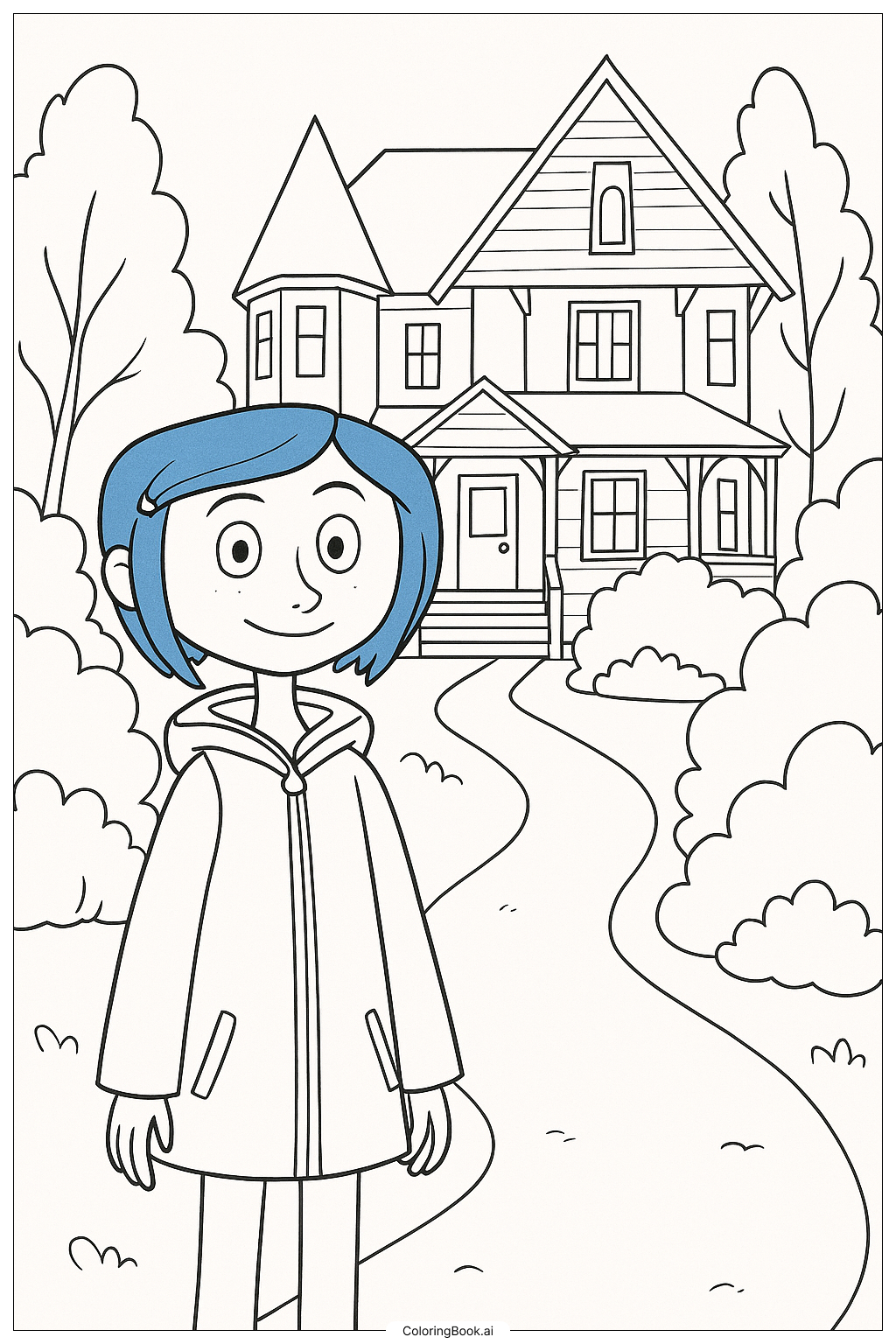  Coraline 探索粉紅宮殿著色頁 