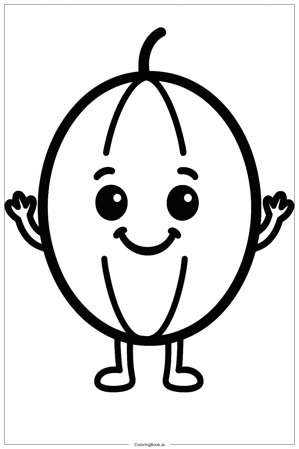  A Happy Summer Watermelon Character Coloring Page 
