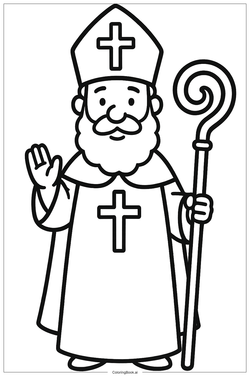 미트라를 쓴 성 니콜라스 색칠공부 페이지