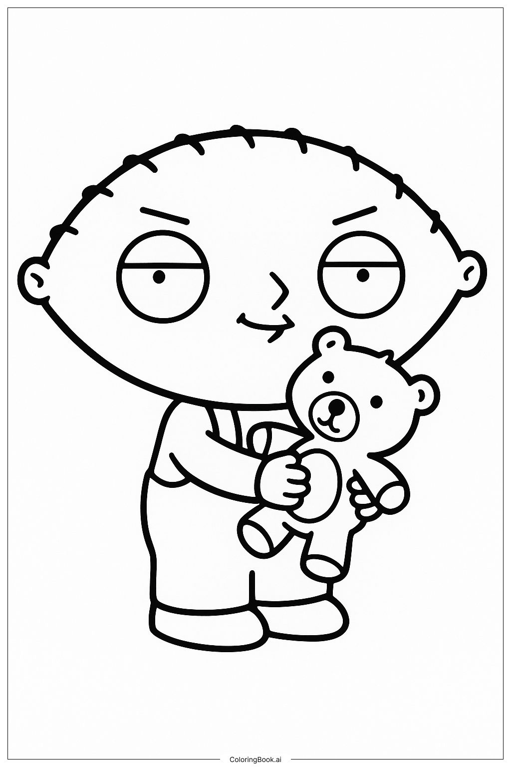 Family Guy Stewie Griffin with his Teddy Bear Coloring Page 