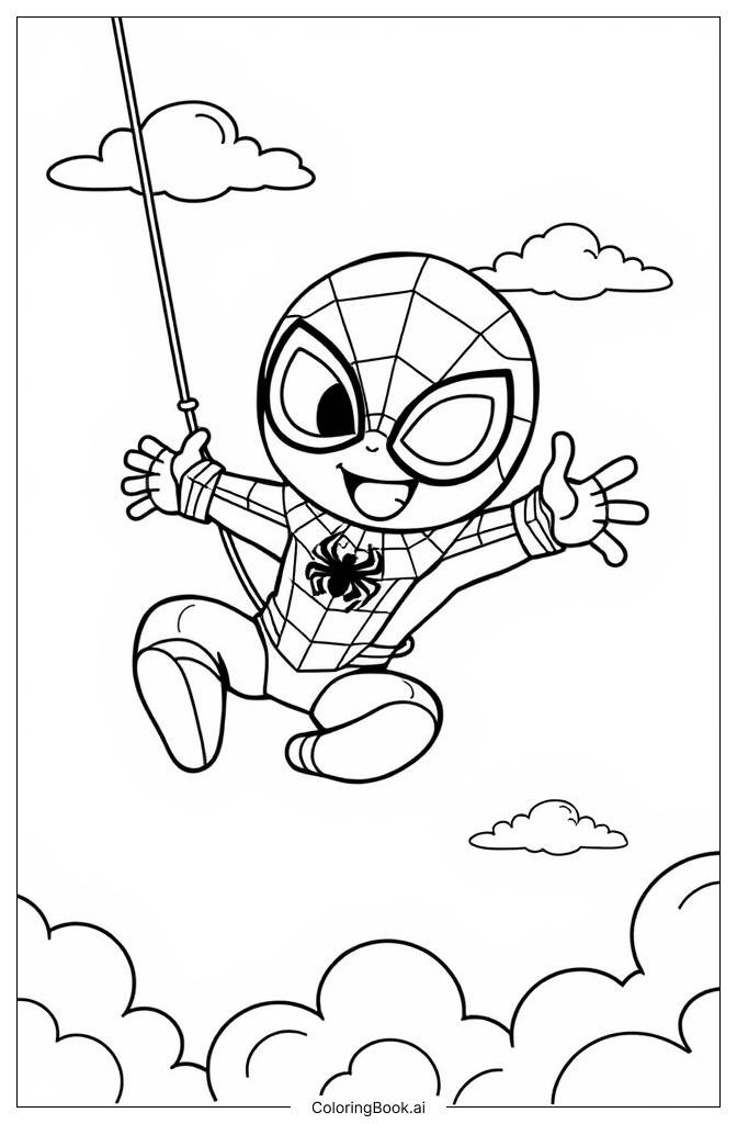  Página para colorir de Chibi Homem-Aranha 