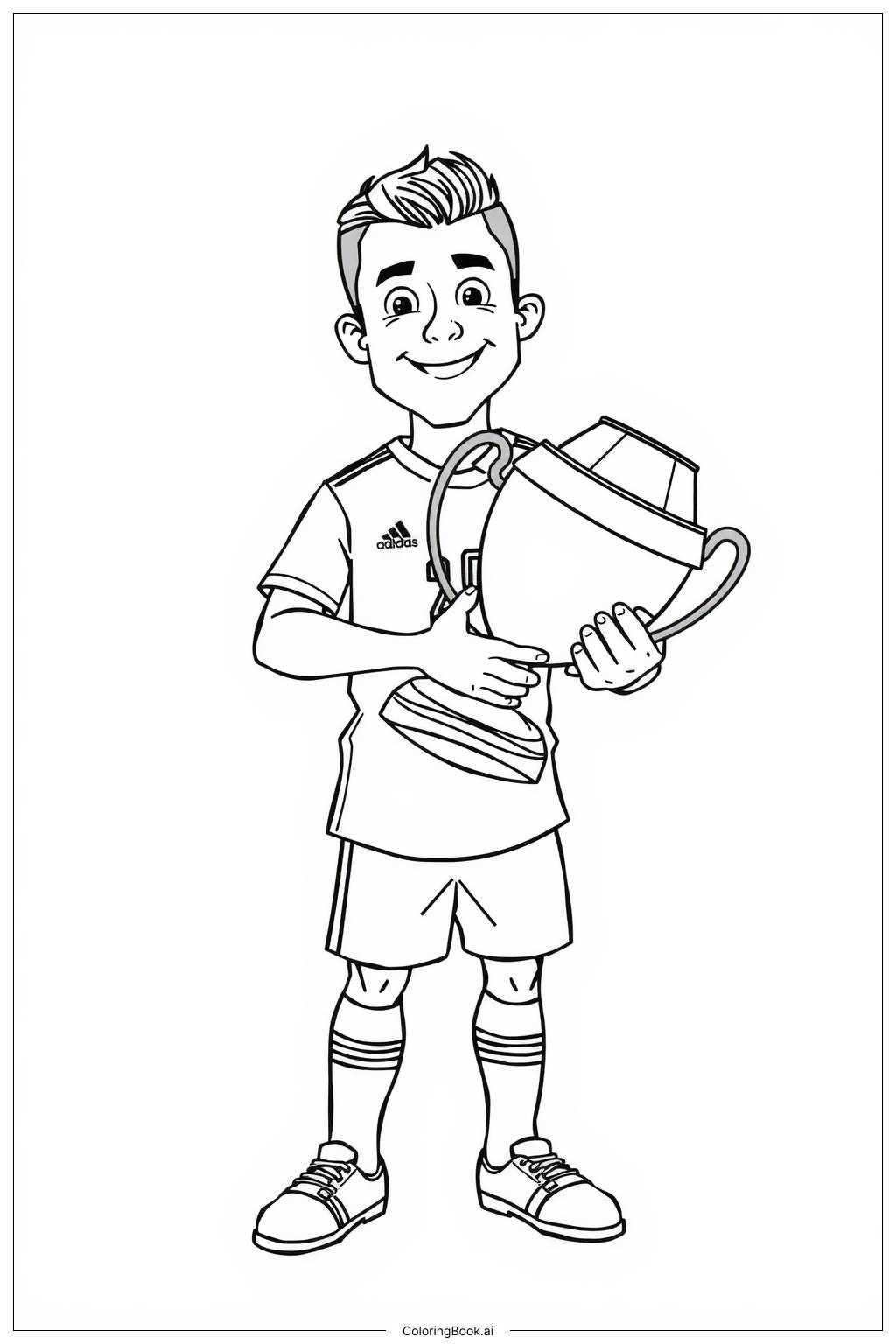  Ronaldo Holding a Trophy Coloring Page 