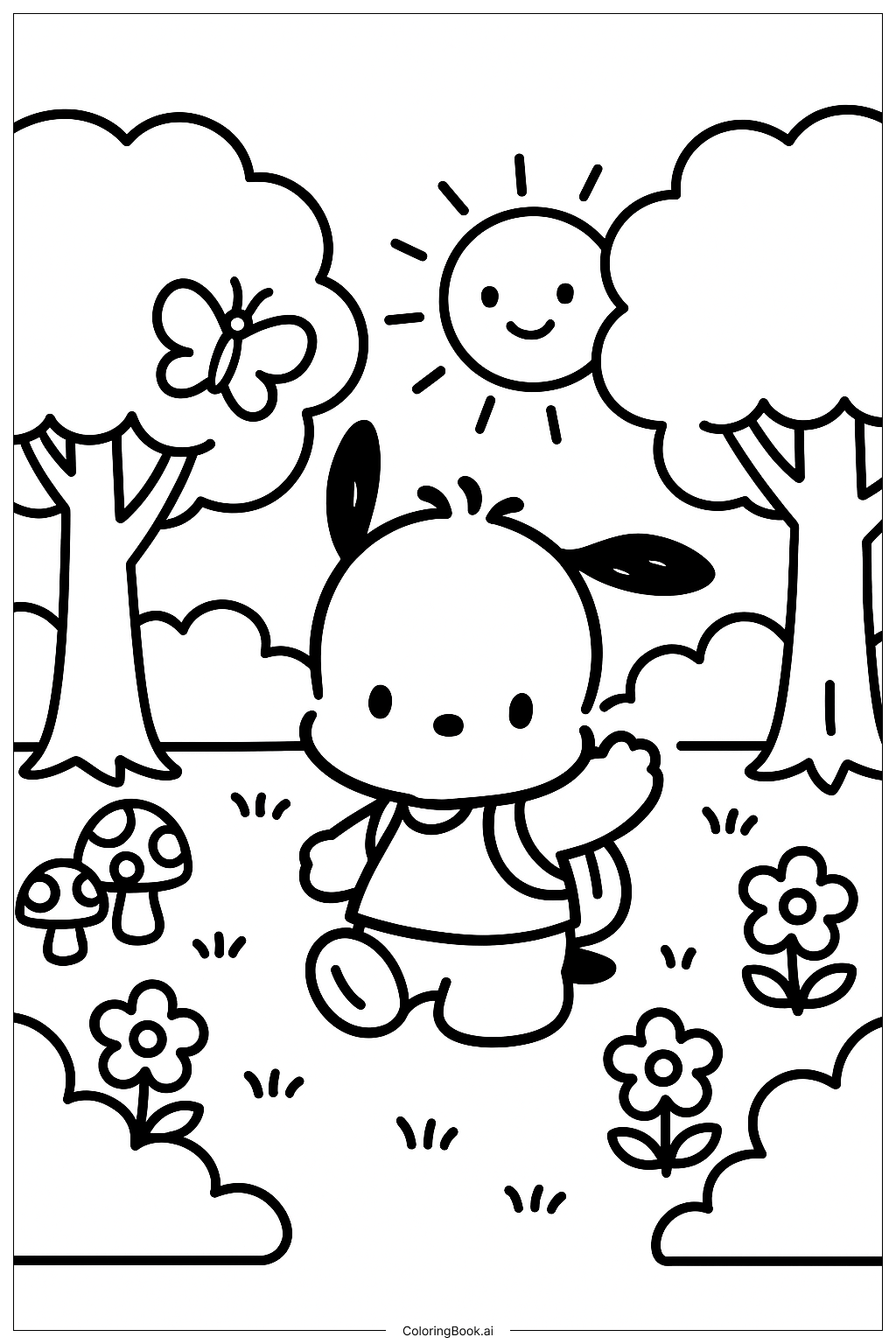 Pochacco 在森林冒险填色页