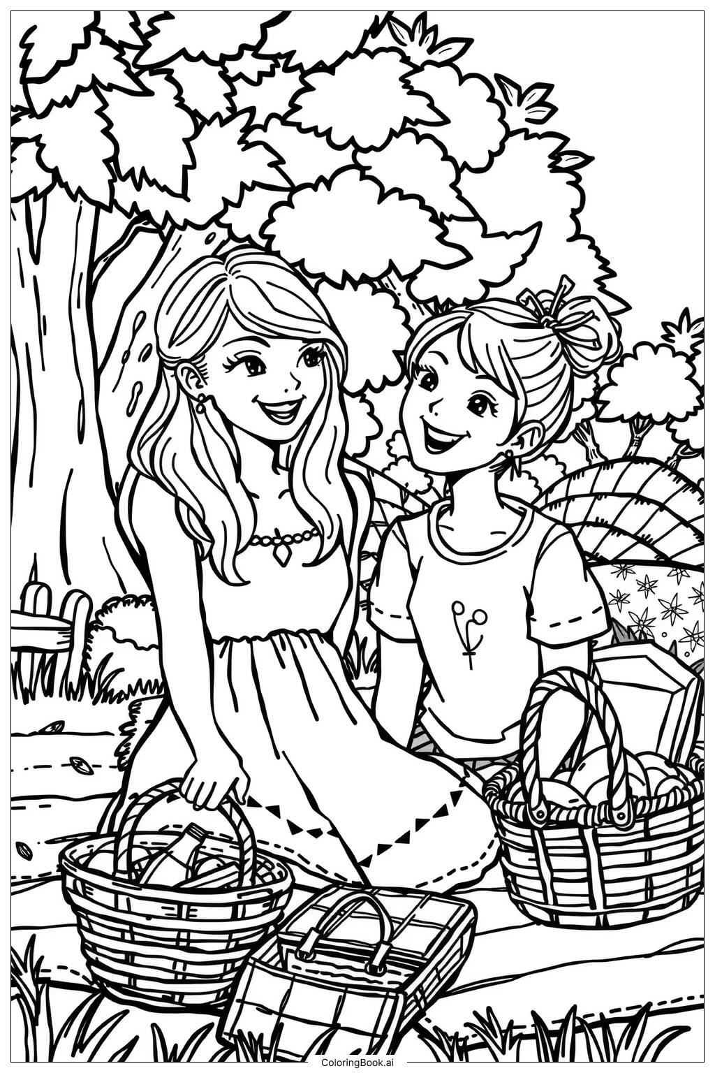  Página para colorear de taylor swift disfrutando de un picnic soleado 