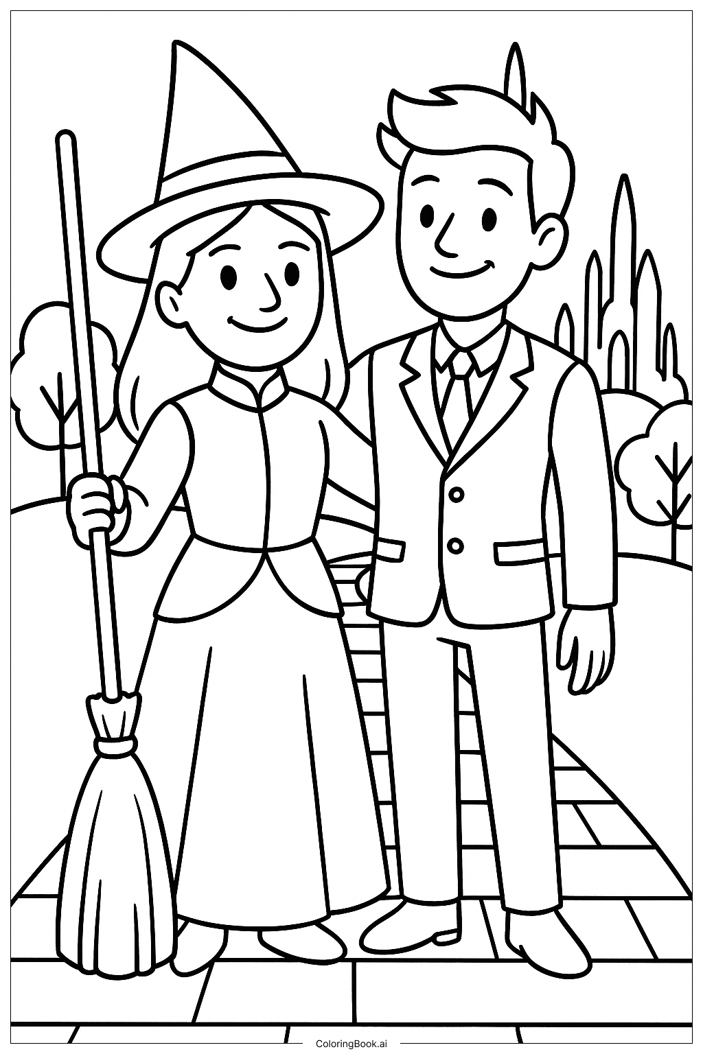  Página para colorir de Elphaba Malvada e Fiyero Juntos 