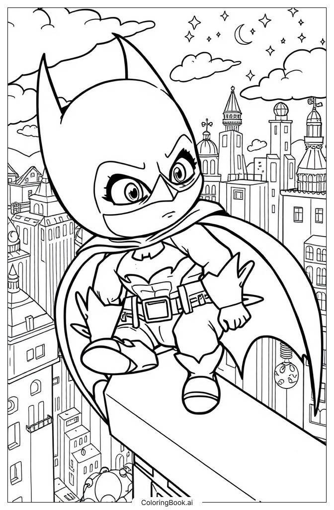  Página para colorir de Batman Fofo 