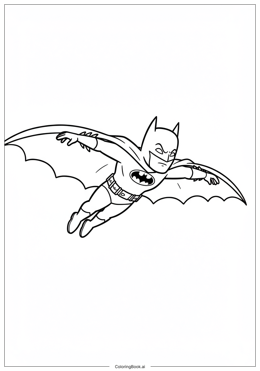  Page de coloriage Batman Animé Glissant Sur la Ville 
