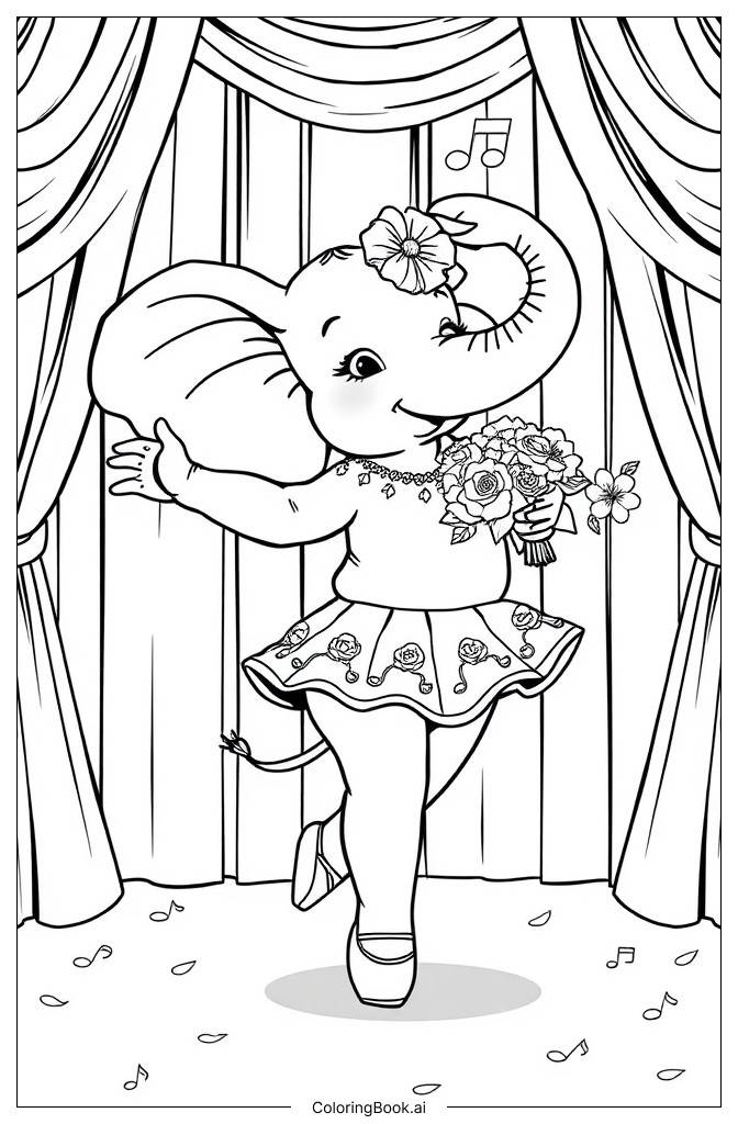  Página para colorir de Elefante Emily 