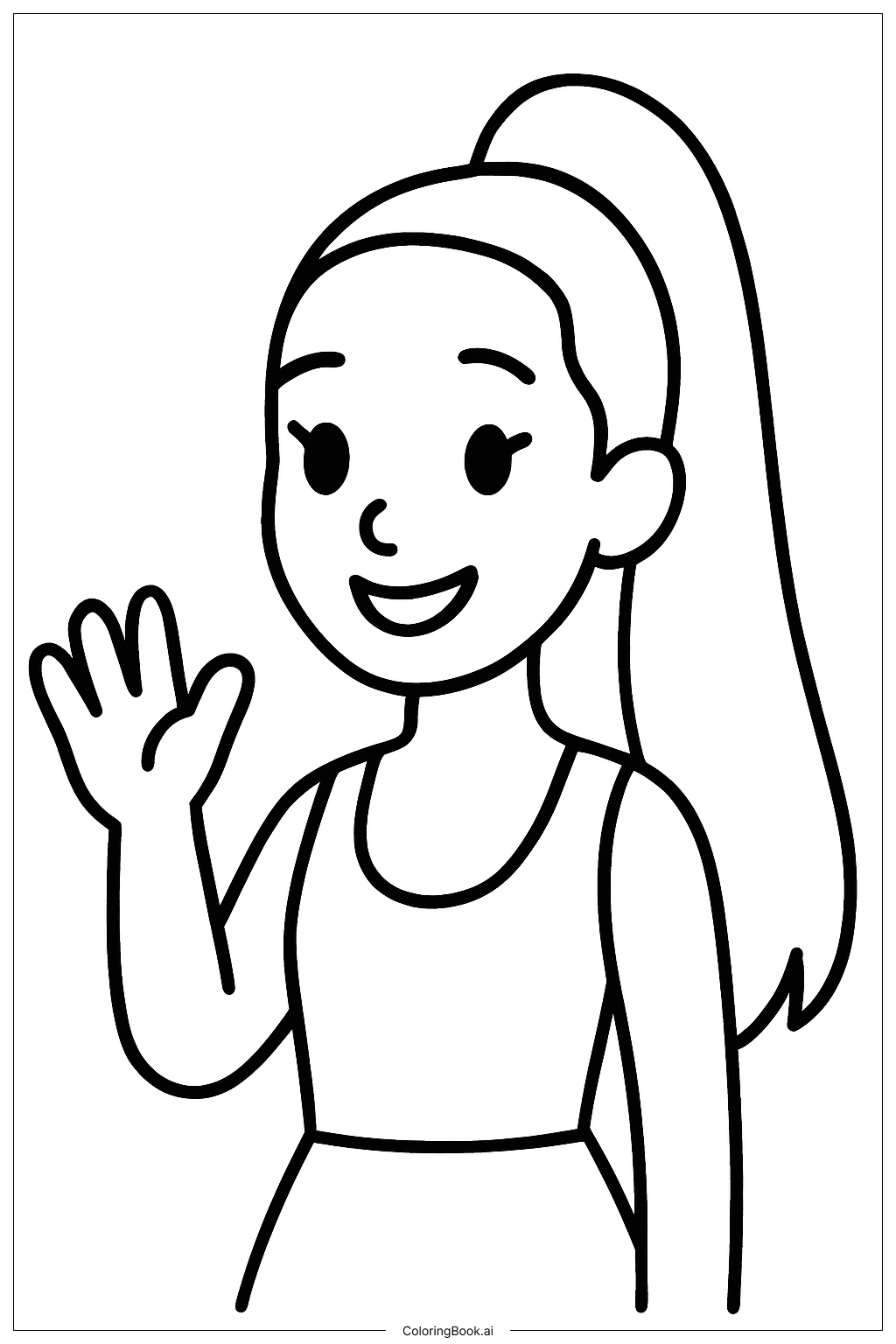  Página para colorear de Ariana Grande saludando con la mano 