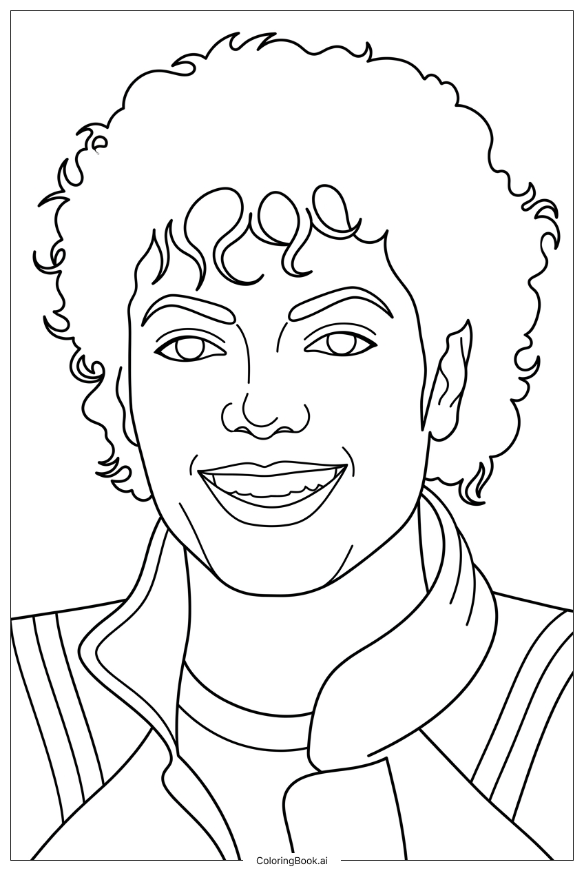 Michael Jackson curly hair and scarf Coloring Page