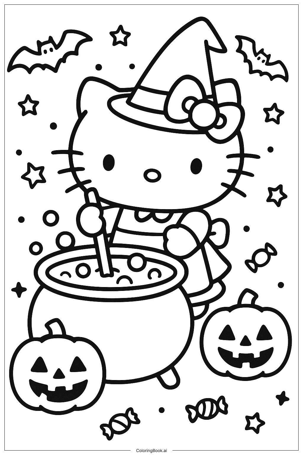 Trang tô màu Hello Kitty Pha Chế Thuốc Phép Thần Kỳ