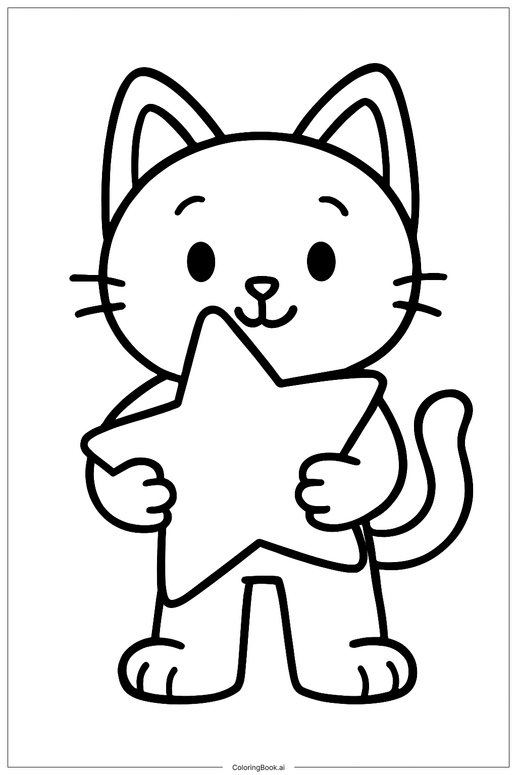  Gabby Cat Holding A Star Coloring Page 