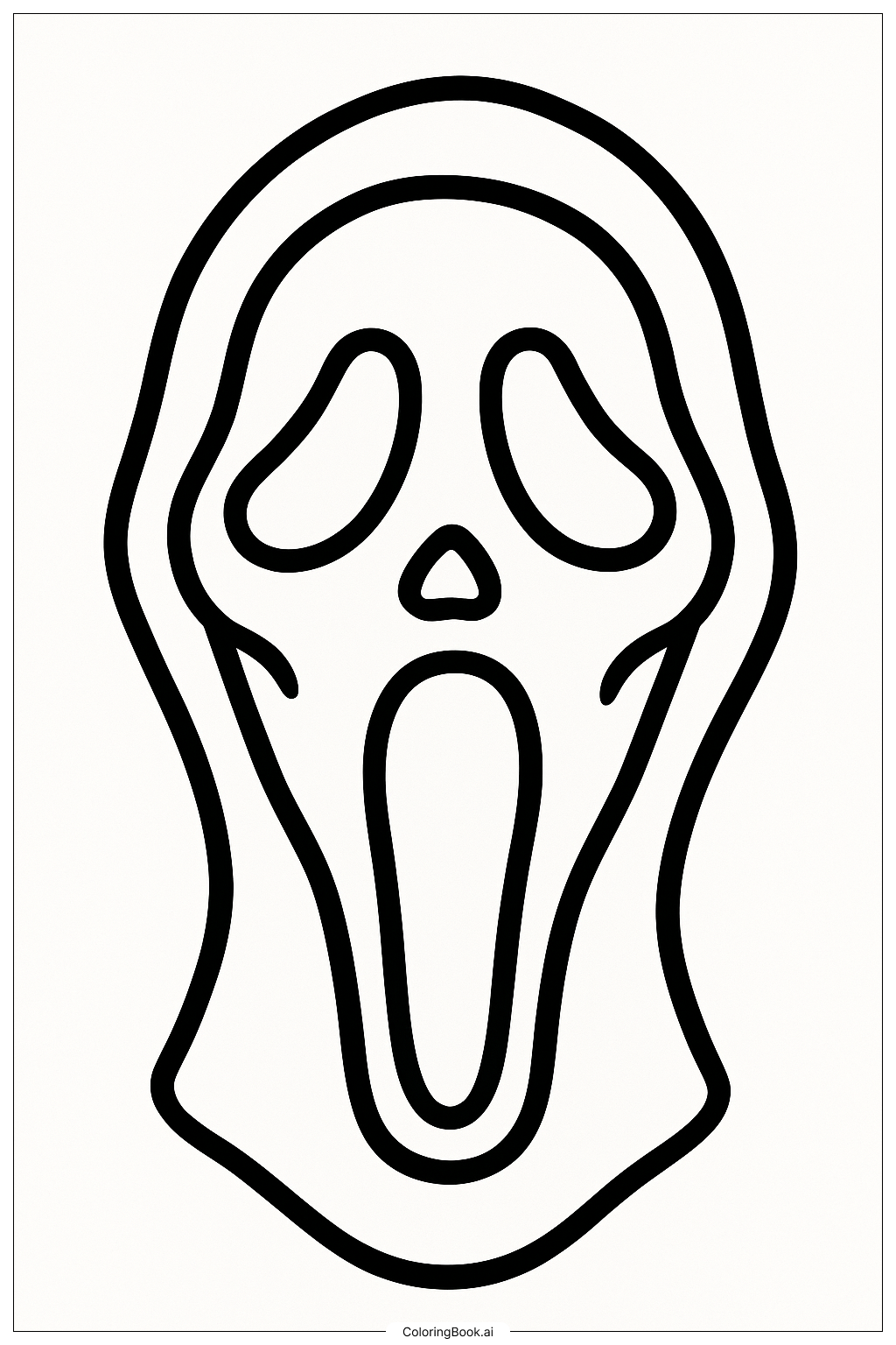 Página para colorear de La icónica máscara de Ghostface 