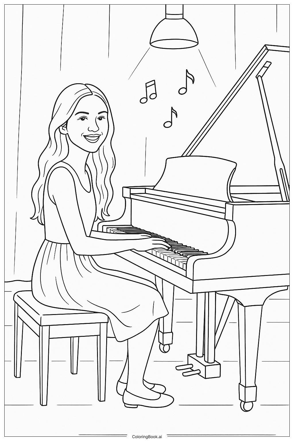  Olivia Rodrigo At A Grand Piano Coloring Page 