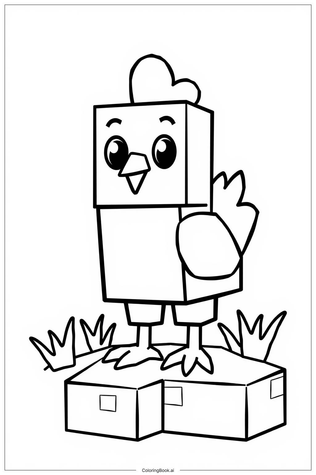  Minecraft Chicken2 Coloring Page 