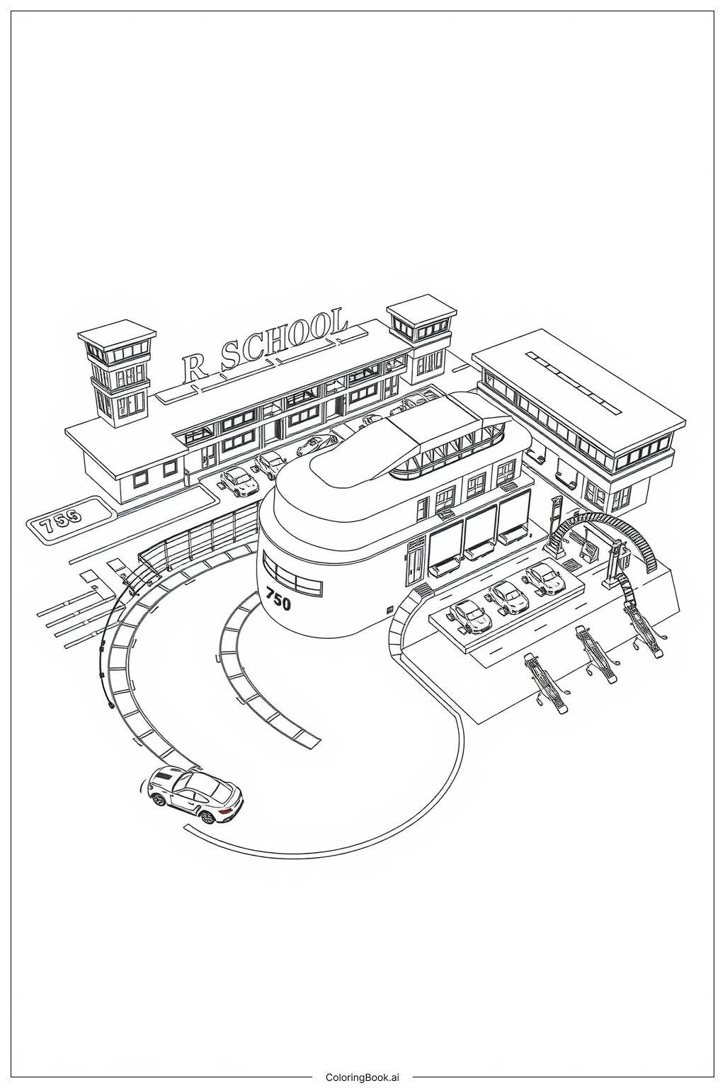  Racing School Dreams Coloring Page 