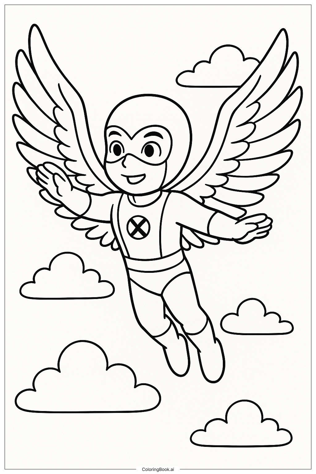 X-Men Angel Flying High Coloring Page