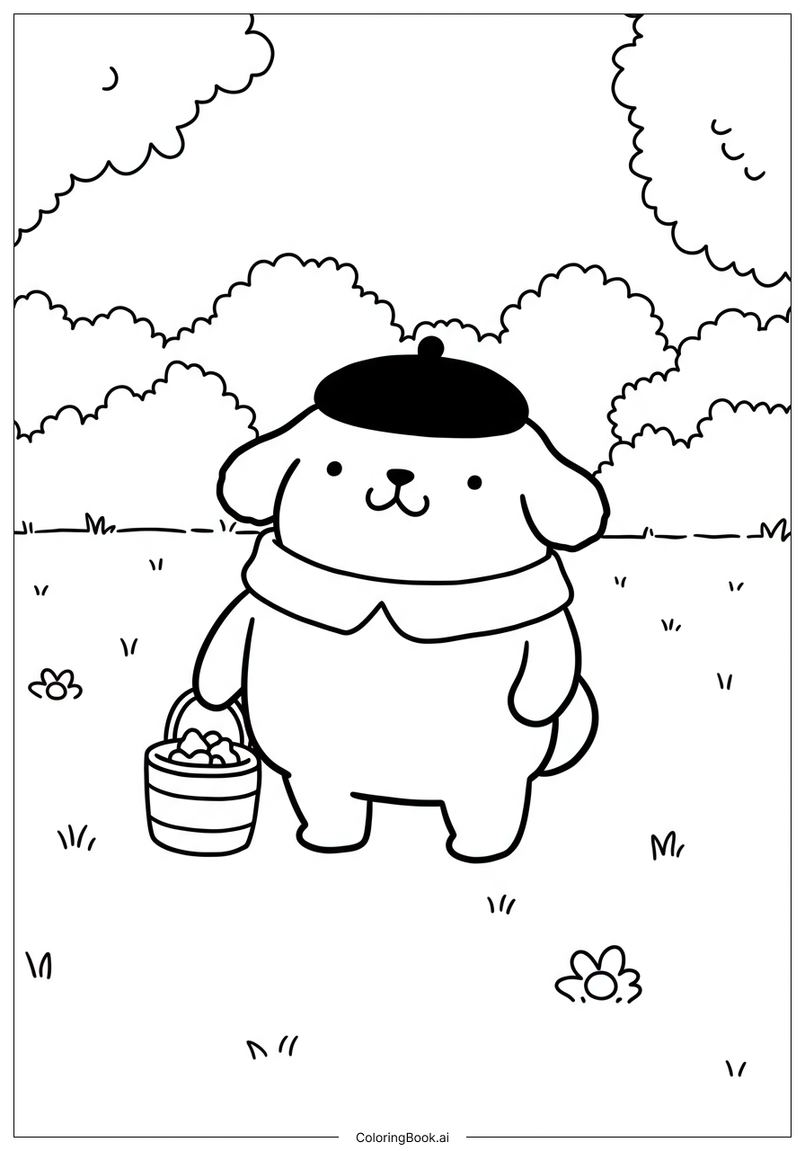 Pompompurin In Park Coloring Page