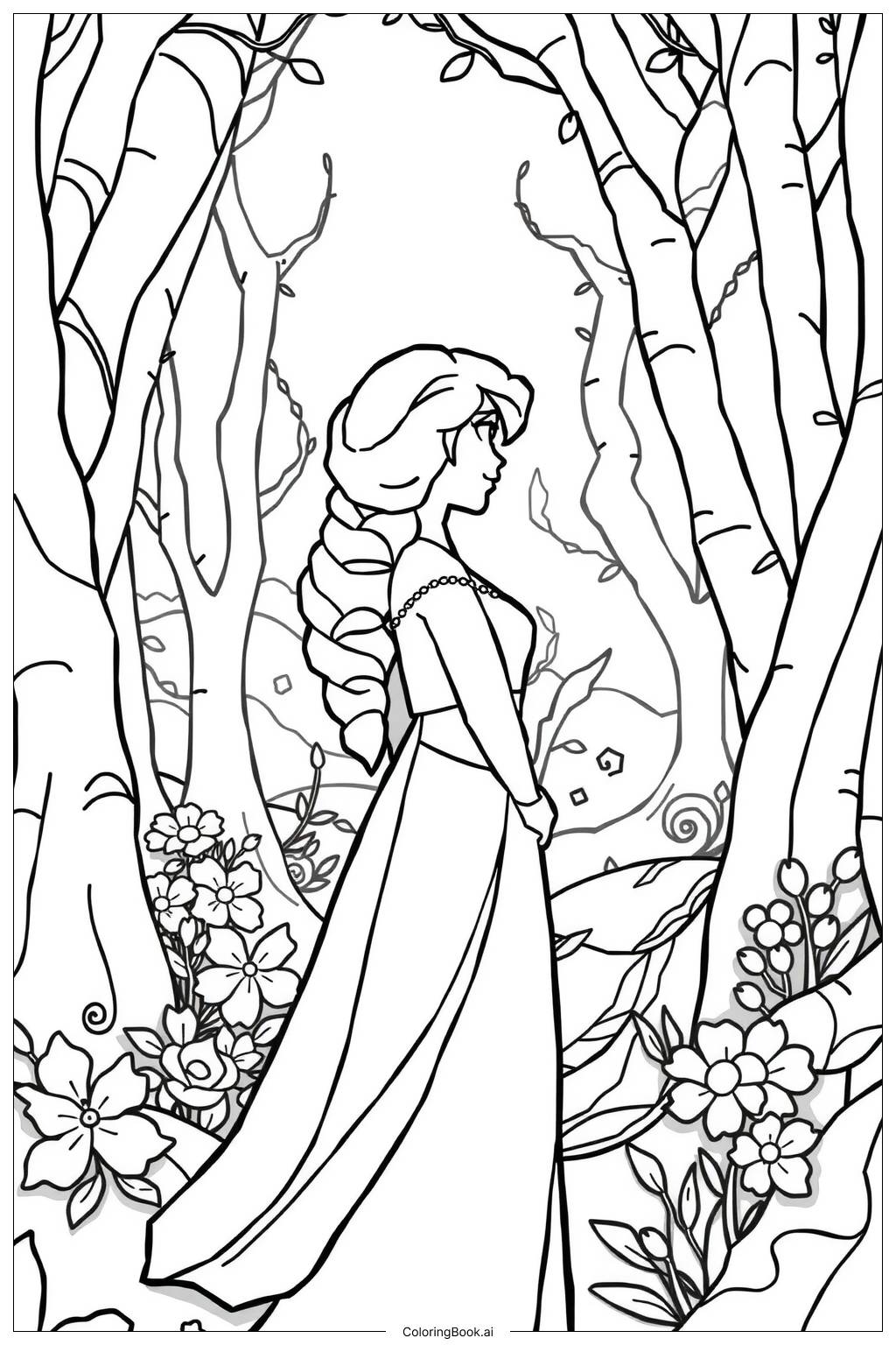 Page De Coloriage Elsa La Reine Des Neiges Dans La For T Enchant E