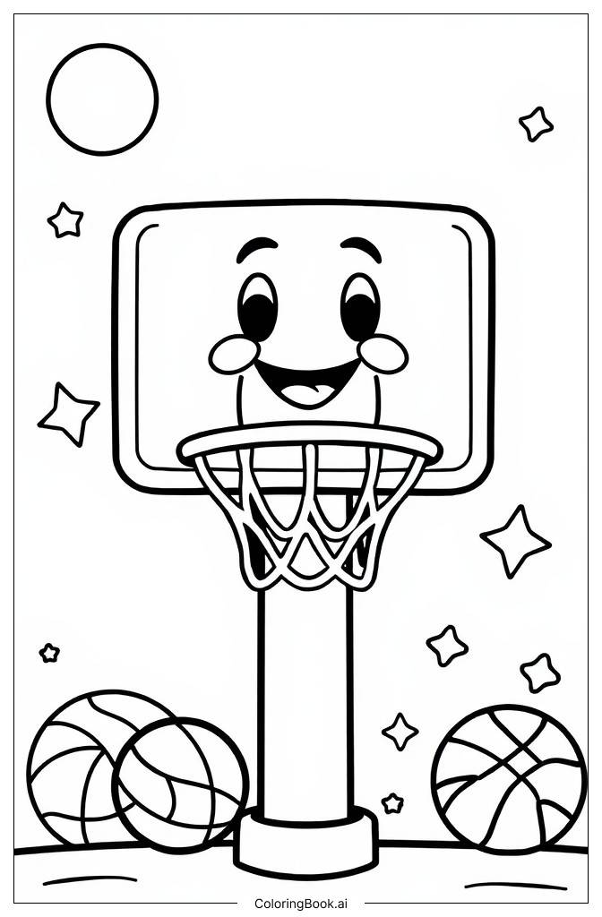  Simple Basketball Hoop Coloring Page 